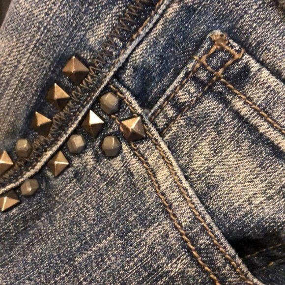 VINTAGE RAMPAGE FLARE BOOT JEANS 7/29x33 PYRAMID STUDS ๐ - Picture 4 of 13